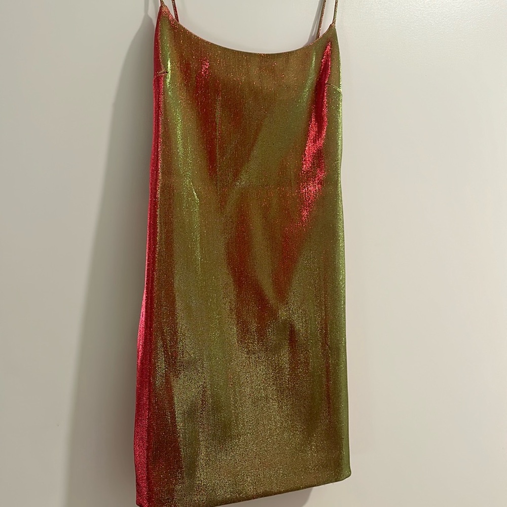 Bec & bridge pink & green sparkly mini dress